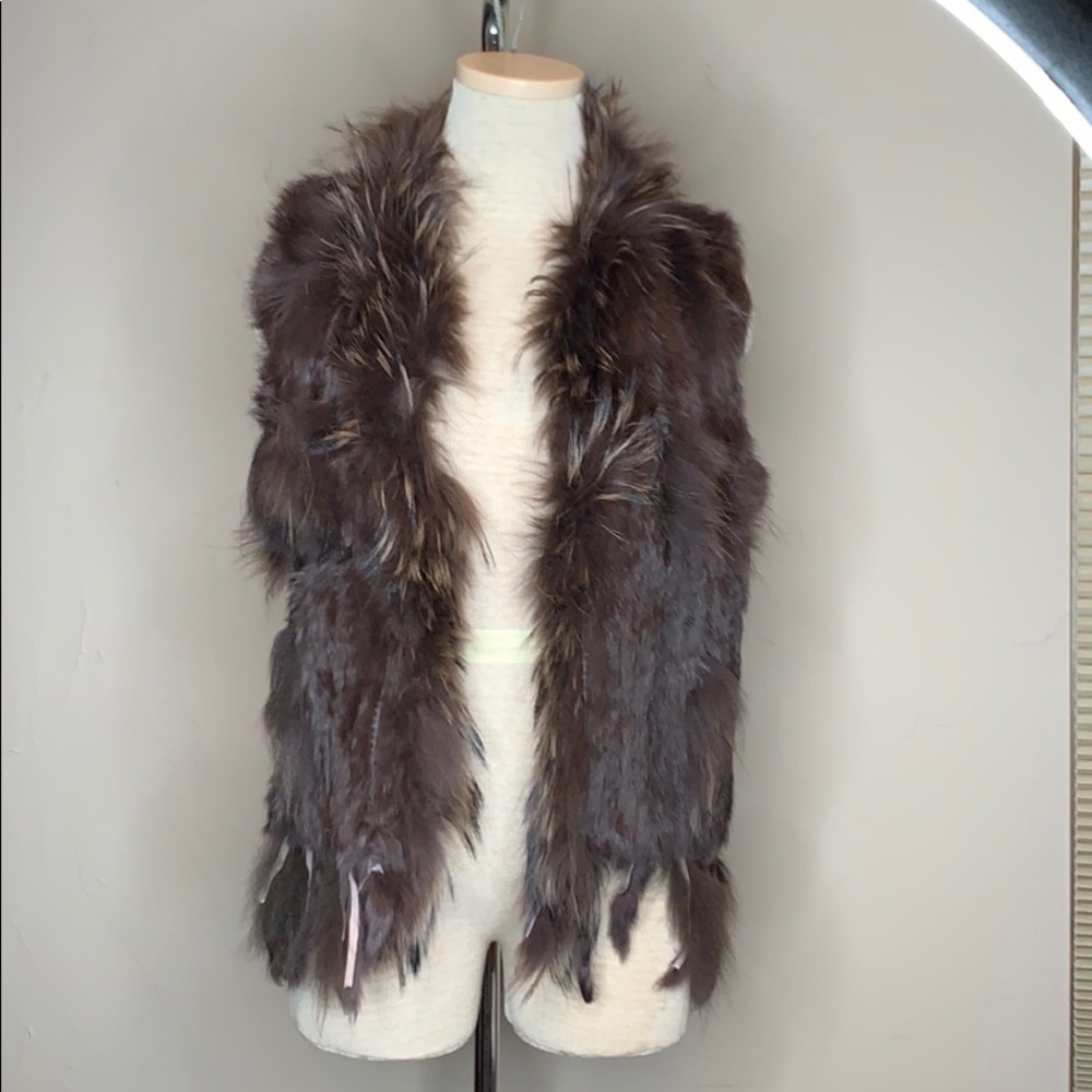 Rabbit Fur Vest, brown SZ medium